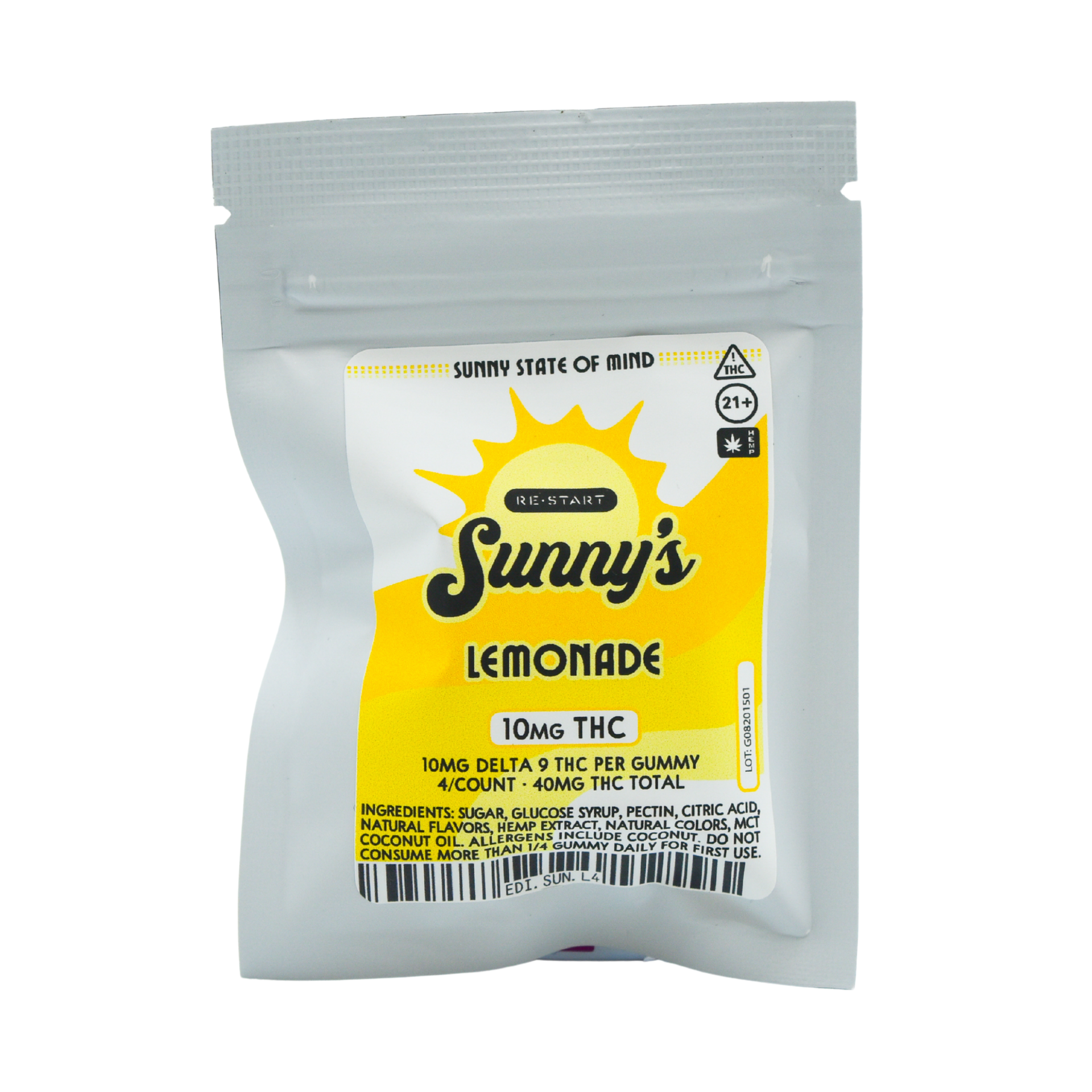 Sunny's Delta 9 THC 10MG Gummies Lemonade 4-ct